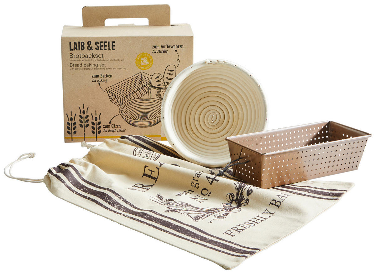 BROTBACK-SET - Basics, Naturmaterialien/Textil (26,3/22/12cm) - Birkmann