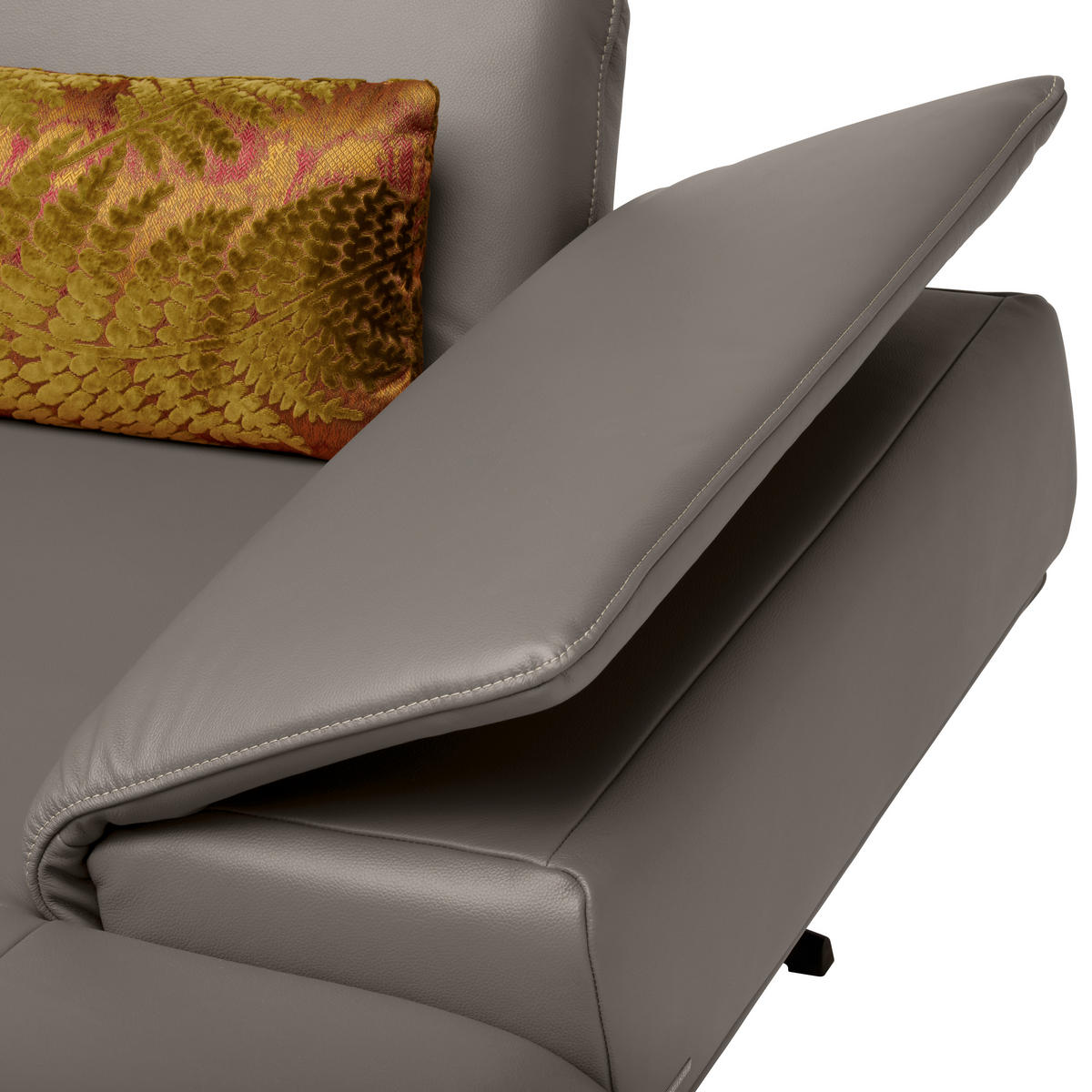 ECKSOFA in Echtleder Graubraun  239/150 cm  - Graubraun/Beige, Design, Leder/Metall (239/150cm) - Koinor