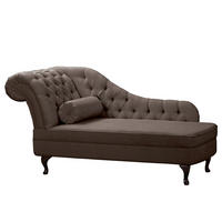 RÉCAMIERE Mikrofaser Graubraun  - Graubraun/Braun, Design, Holz/Textil (185/93/75cm) - Livetastic