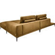 ECKSOFA  in Echtleder Senfgelb  304/201 cm  - Senfgelb/Schwarz, Design, Leder/Metall (304/201cm) - Belluti