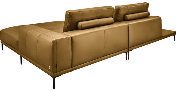 ECKSOFA  in Echtleder Senfgelb  304/201 cm  - Senfgelb/Schwarz, Design, Leder/Metall (304/201cm) - Belluti