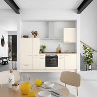 KÜCHENBLOCK Touch 270 cm  in Eichefarben, Magnolie  - Edelstahlfarben/Eichefarben, MODERN, Holzwerkstoff/Metall (270cm) - Nobilia