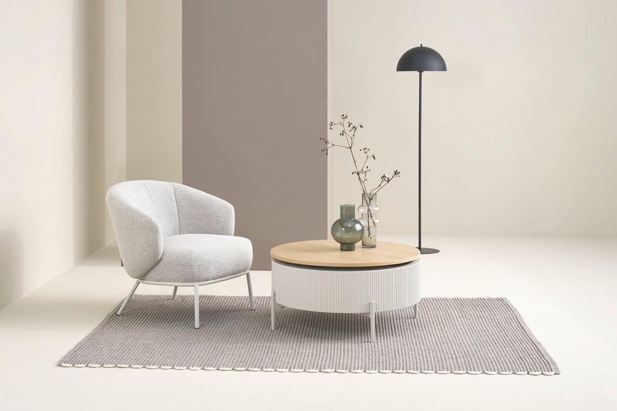 SESSEL in Bouclé Greige, Seidengrau  - Greige/Seidengrau, MODERN, Textil/Metall (73/73/80cm) - Schöner Wohnen