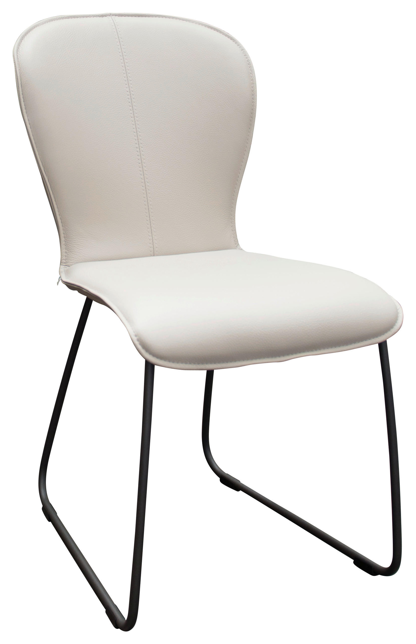 STUHL  in Stahl Echtleder pigmentiert Metall, Leder  - Anthrazit/Beige, Design, Leder/Metall (48/91/61cm) - Bert Plantagie