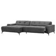 ECKSOFA Dunkelgrau Cord  - Dunkelgrau/Schwarz, KONVENTIONELL, Textil/Metall (165/295cm) - Carryhome