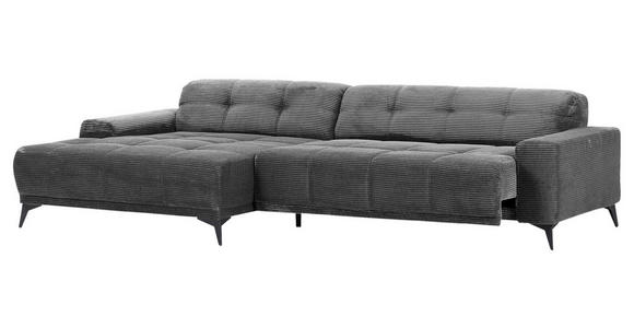 ECKSOFA Dunkelgrau Cord  - Dunkelgrau/Schwarz, KONVENTIONELL, Textil/Metall (165/295cm) - Carryhome