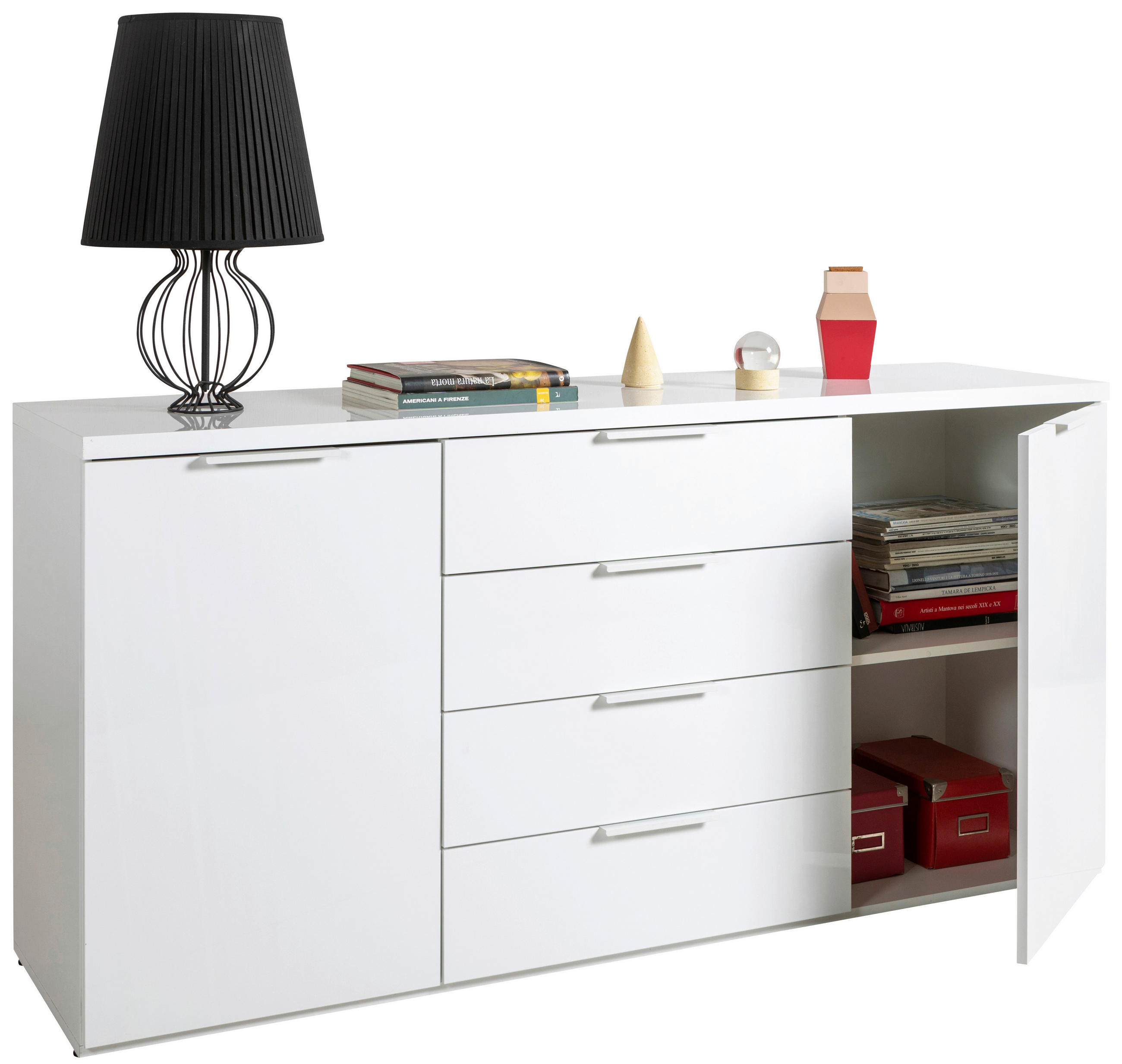 KOMODA, bela, visoki sijaj  - bela/visoki sijaj, Moderno, leseni material (170/82/44cm) - Carryhome