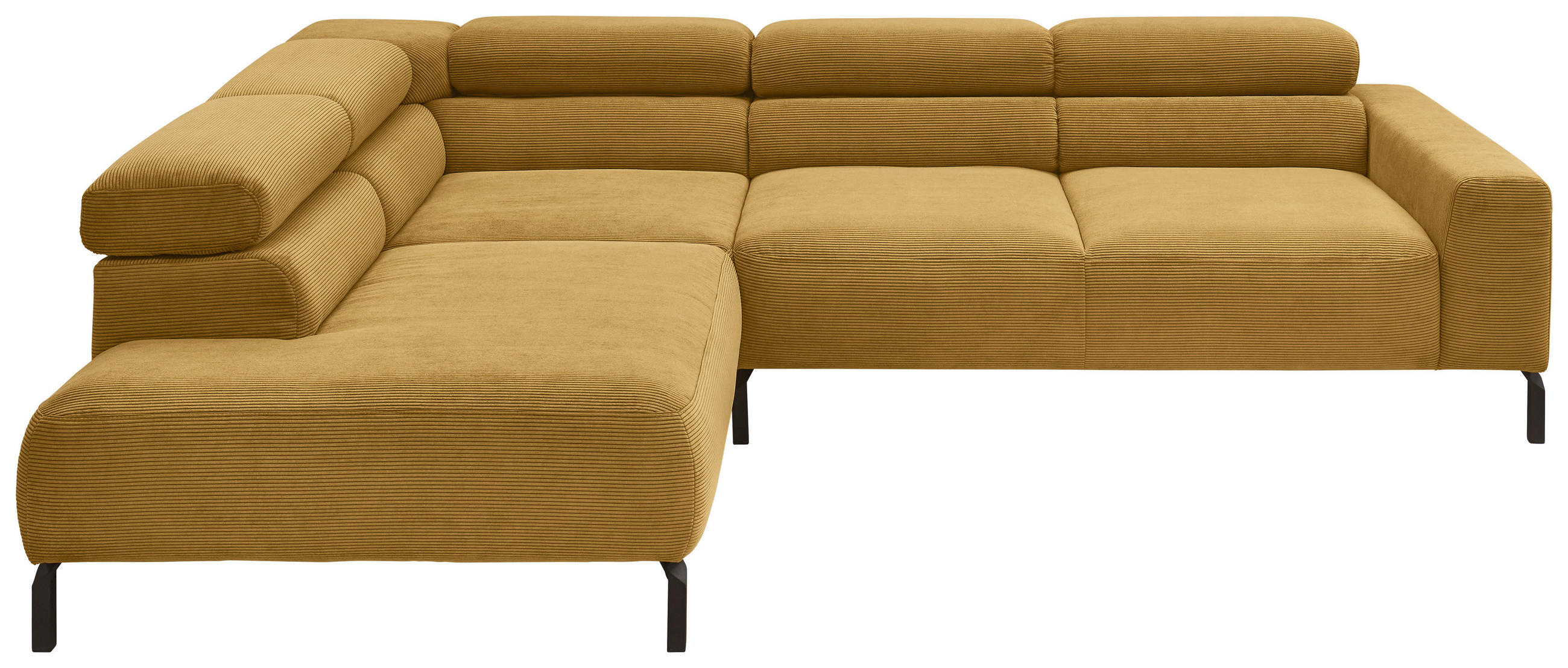 ECKSOFA Gelb Feincord  - Gelb/Schwarz, Design, Textil/Metall (219/273cm) - Pure Home Lifestyle