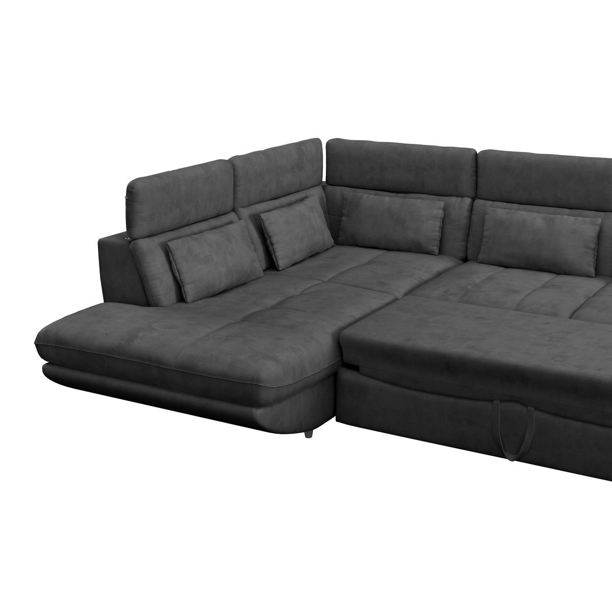 WOHNLANDSCHAFT Anthrazit Mikrofaser  - Anthrazit/Schwarz, MODERN, Kunststoff/Textil (311/233cm) - MID.YOU