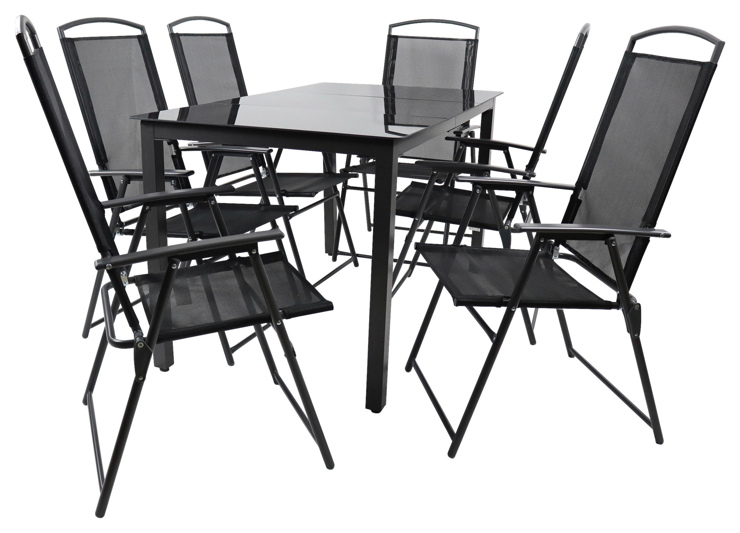 GARTENTISCHGRUPPE  - Anthrazit/Schwarz, Basics, Glas/Textil - Gardenson