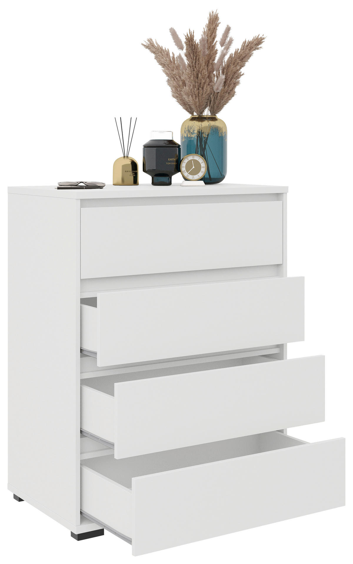 KOMODA  80/103/48 cm  bela  - bela/srebrna, Dizajnerski, pločasti materijal/plastika (80/103/48cm) - Carryhome