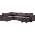 WOHNLANDSCHAFT inkl.Funktionen Dunkelgrau Webstoff  - Dunkelgrau/Schwarz, Design, Kunststoff/Textil (205/311/160cm) - Xora