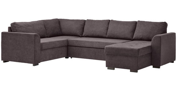 WOHNLANDSCHAFT inkl.Funktionen Dunkelgrau Webstoff - Dunkelgrau/Schwarz, Design, Kunststoff/Textil (205/311/160cm) - Xora