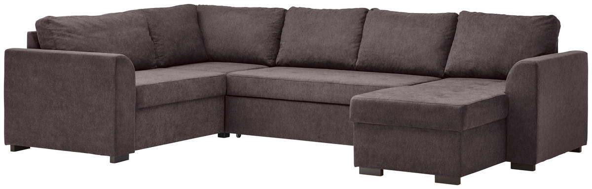 WOHNLANDSCHAFT in Webstoff Dunkelgrau  - Dunkelgrau/Schwarz, Design, Kunststoff/Textil (205/311/160cm) - Xora