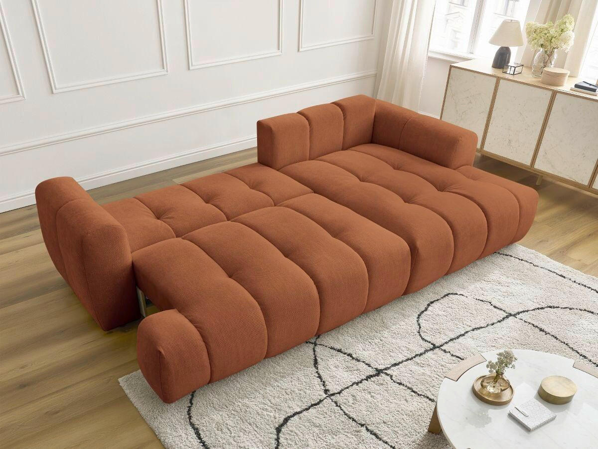 ECKSCHLAFSOFA FUJI Leinenoptik Orange  inkl.  - Schwarz/Orange, MODERN, Kunststoff/Textil (292/160cm)