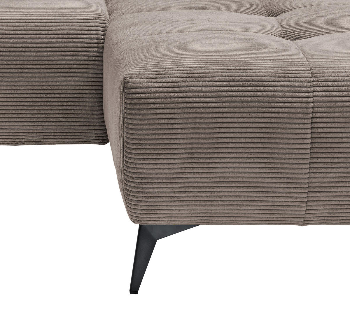 ECKSOFA in Cord Graubraun  258/180 cm  - Graubraun/Schwarz, MODERN, Textil/Metall (258/180cm) - Livetastic