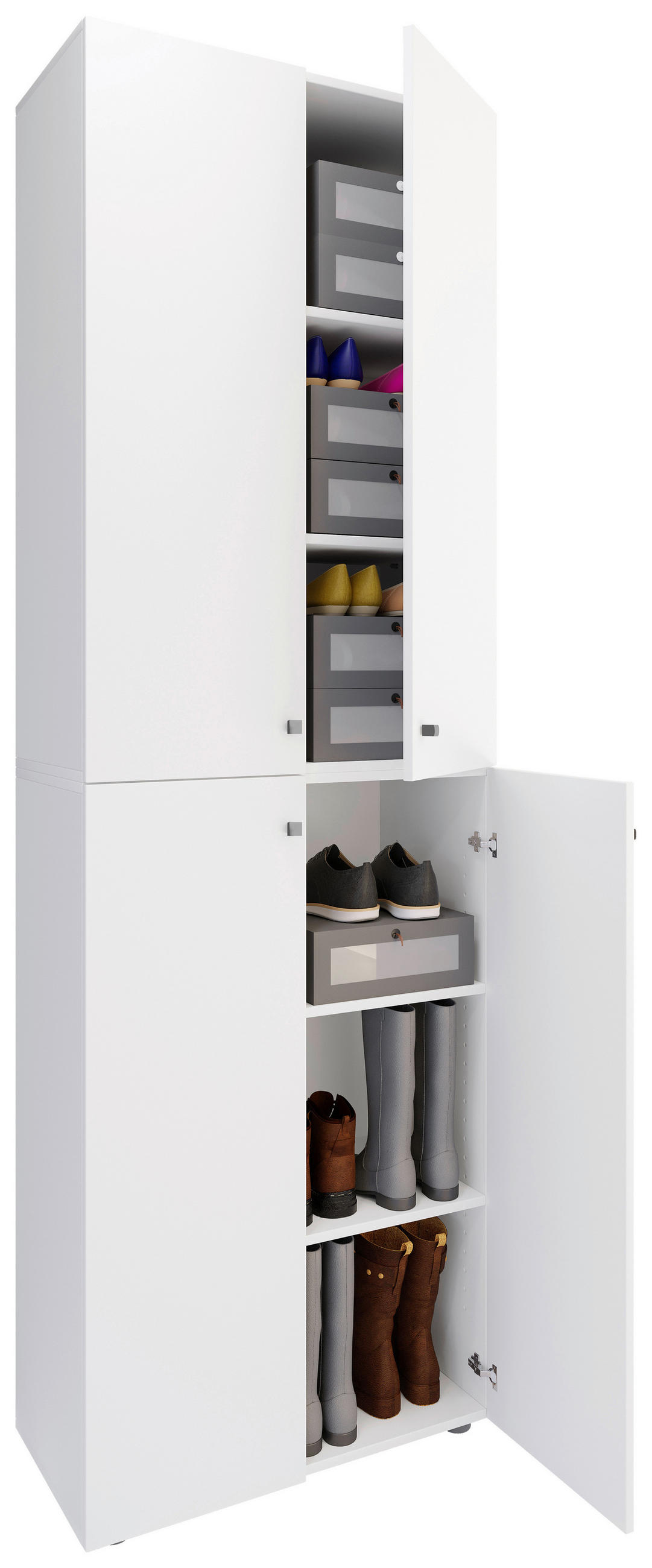 SCHUHSCHRANK Lona  in 70/220/40 cm  - Silberfarben/Schwarz, Design, Holzwerkstoff/Kunststoff (70/220/40cm) - MID.YOU