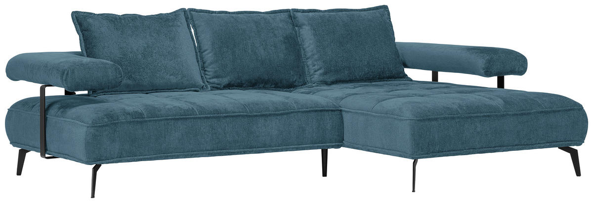 ECKSOFA Blau Webstoff  - Blau/Schwarz, Design, Textil/Metall (266/180cm) - Welnova
