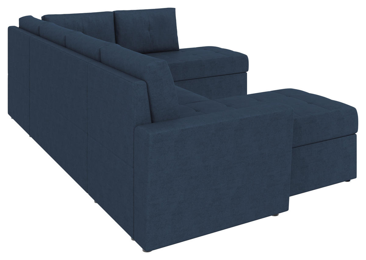 WOHNLANDSCHAFT TERMOLI Dunkelblau Jacquard  - Schwarz/Dunkelblau, Design, Kunststoff/Textil (155/297/212cm) - MID.YOU