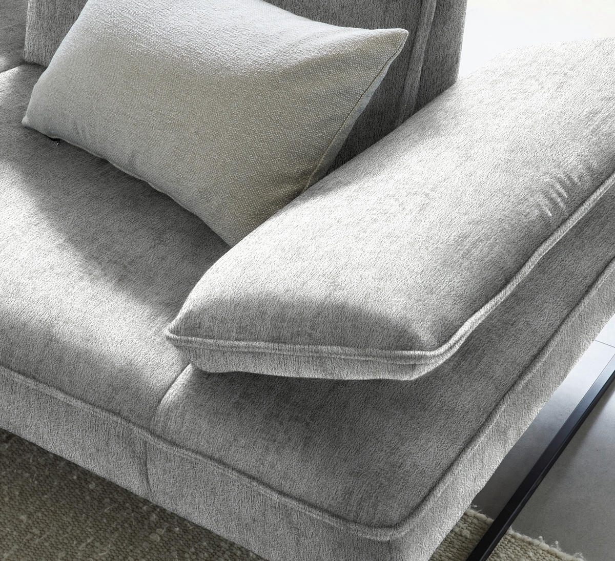 ECKSOFA in Chenille Hellgrau  - Anthrazit/Hellgrau, Design, Textil/Metall (160/310cm) - Joop!