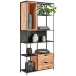 REGAL  90/185/34 cm Schwarz, Akaziefarben  - Schwarz/Akaziefarben, LIFESTYLE, Holz/Metall (90/185/34cm) - Landscape