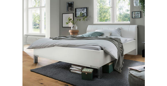 BETT 200/200 cm  in Weiß  - Chromfarben/Weiß, KONVENTIONELL, Holzwerkstoff/Textil (200/200cm) - Dieter Knoll