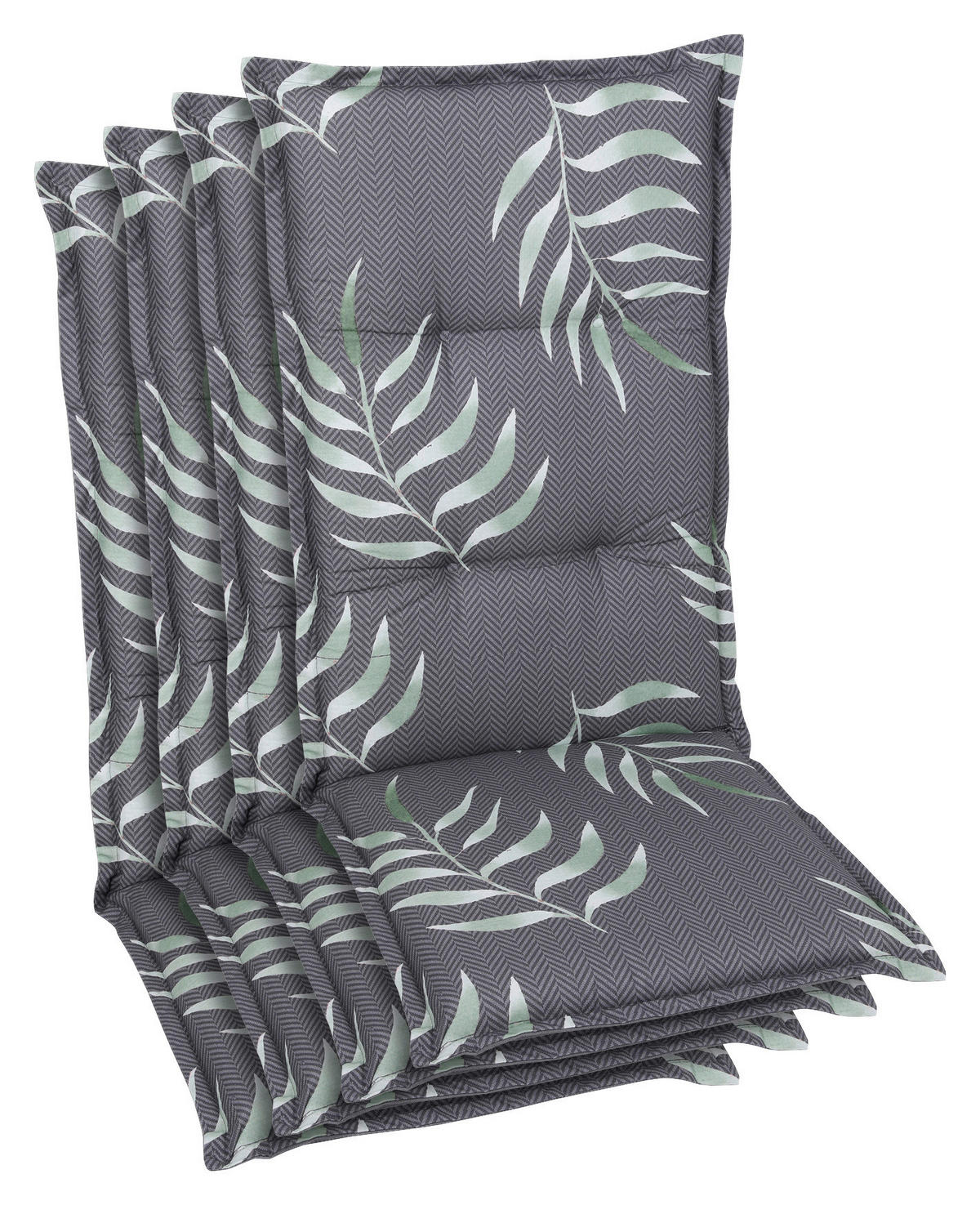 SESSELAUFLAGENSET Blätter  - Anthrazit, Basics, Textil (50/7/120cm)