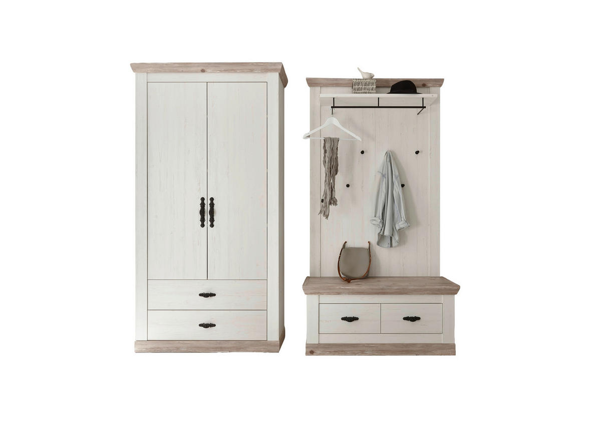 GARDEROBE 3-teilig  in 224/201/45 cm  - Hellbraun/Pinienfarben, Design, Holzwerkstoff (224/201/45cm) - MID.YOU