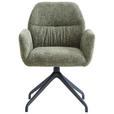 ARMLEHNSTUHL  Sitzfläche 360° drehbar, automatische Rückholfunktion Leinenoptik  - Schwarz/Grün, Design, Textil/Metall (62/89/63cm) - Dieter Knoll