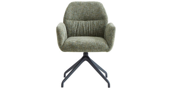 ARMLEHNSTUHL  Sitzfläche 360° drehbar, automatische Rückholfunktion Leinenoptik  - Schwarz/Grün, Design, Textil/Metall (62/89/63cm) - Dieter Knoll