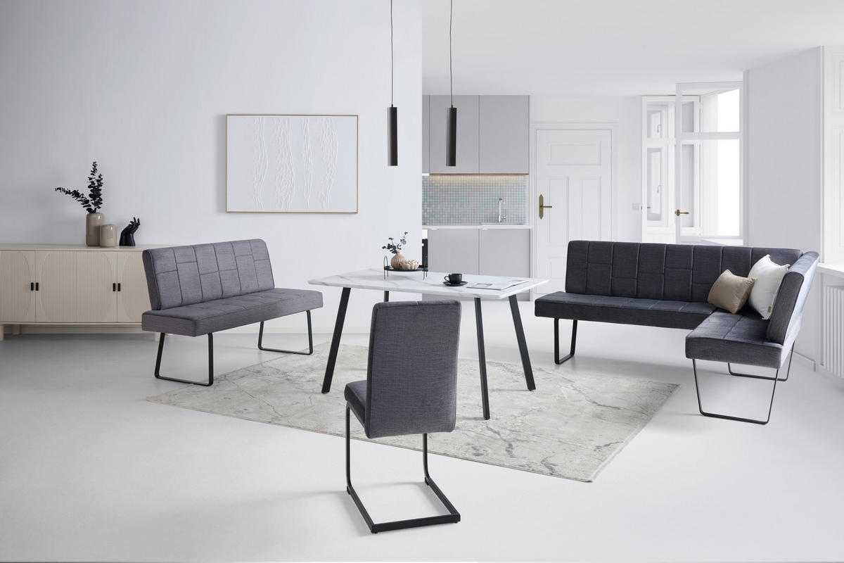 SITZBANK 140/88/62 cm Samt Dunkelgrau  - Dunkelgrau/Schwarz, KONVENTIONELL, Textil/Metall (140/88/62cm) - MID.YOU