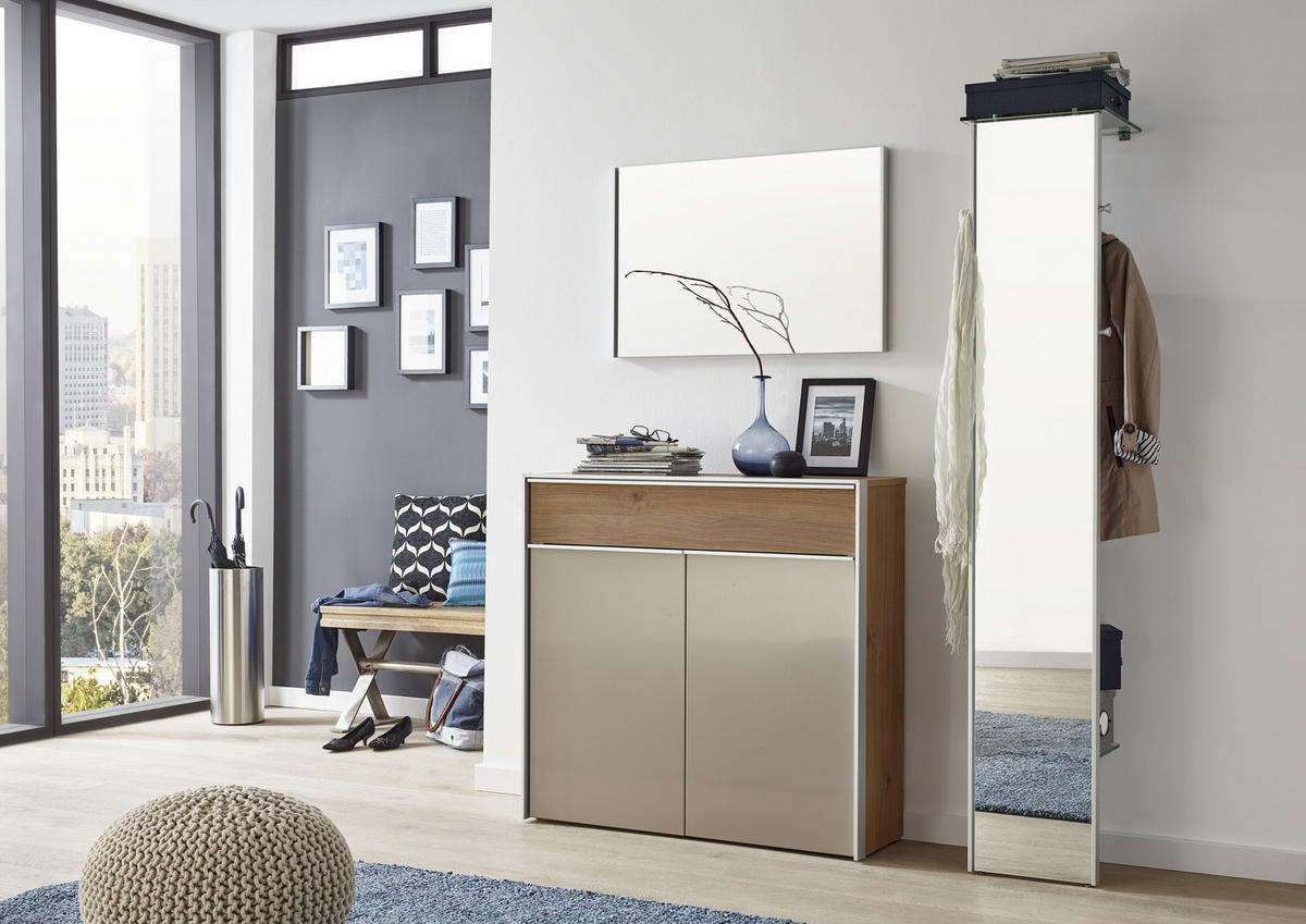 SCHUHSCHRANK  in 102/98/34 cm  - Eichefarben/Alufarben, Design, Holzwerkstoff/Metall (102/98/34cm) - Dieter Knoll