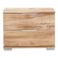 NOČNA OMARICA, barve hrasta  - barve kroma/barve hrasta, Design, kovina/umetna masa (52/40/38cm) - Carryhome