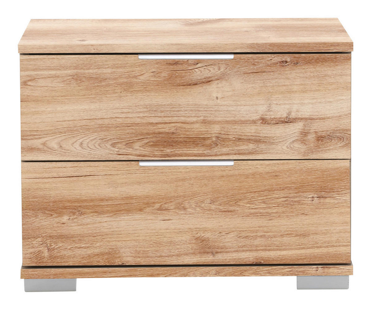 NOČNA OMARICA, barve hrasta  - barve kroma/barve hrasta, Design, kovina/umetna masa (52/40/38cm) - Carryhome