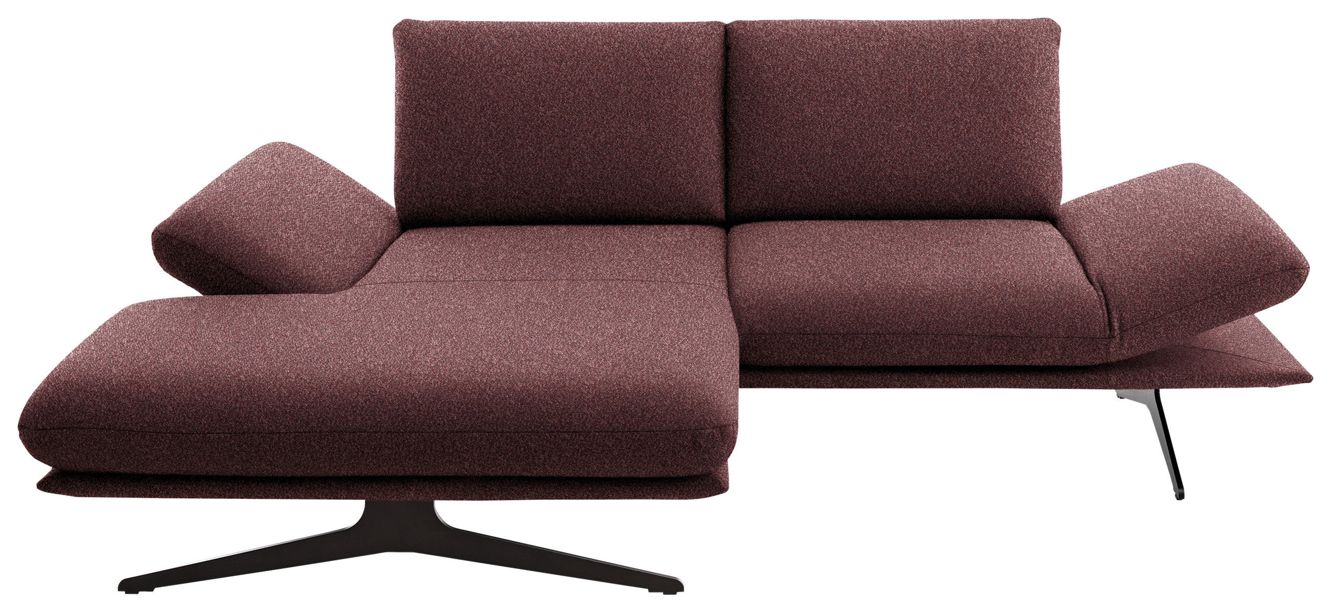 ECKSOFA  in Flachgewebe Bordeaux  155/234 cm  - Bordeaux/Schwarz, Design, Textil/Metall (155/234cm) - Dieter Knoll