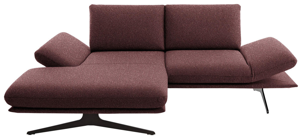 ECKSOFA  in Flachgewebe Bordeaux  155/234 cm  - Bordeaux/Schwarz, Design, Textil/Metall (155/234cm) - Dieter Knoll