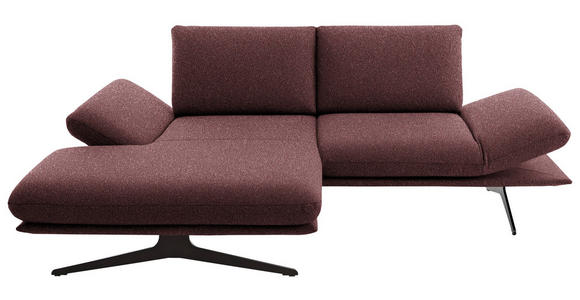 ECKSOFA  in Flachgewebe Bordeaux  155/234 cm  - Bordeaux/Schwarz, Design, Textil/Metall (155/234cm) - Dieter Knoll