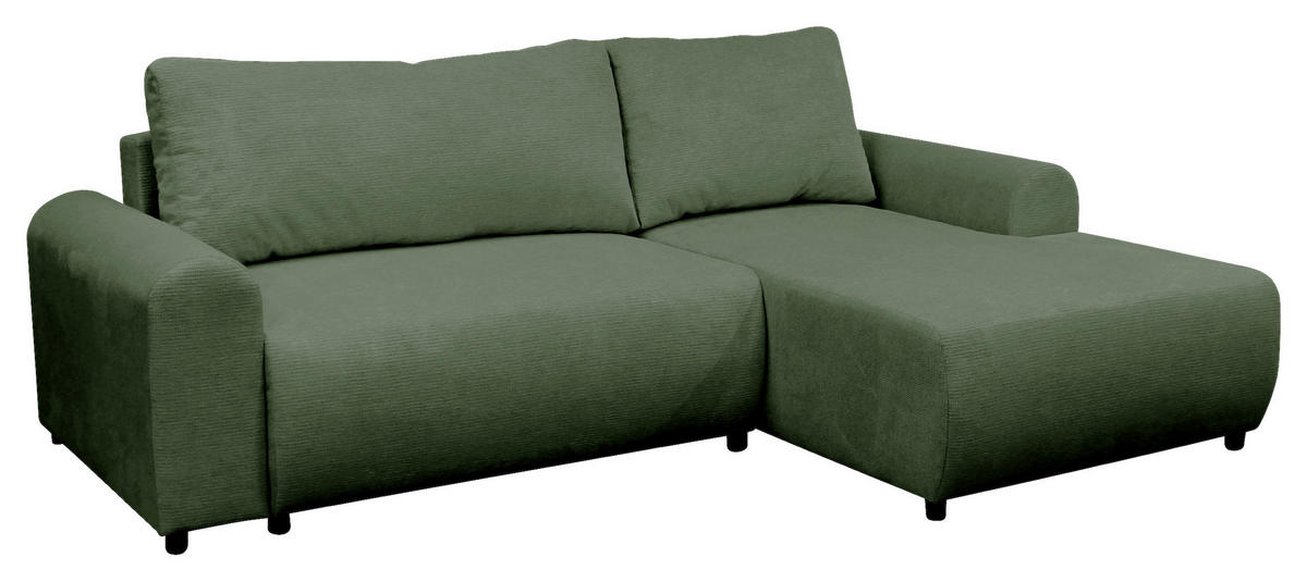 ECKSOFA in Struktur Grün  250/160 cm  - Schwarz/Grün, Design, Kunststoff/Textil (250/160cm) - MID.YOU