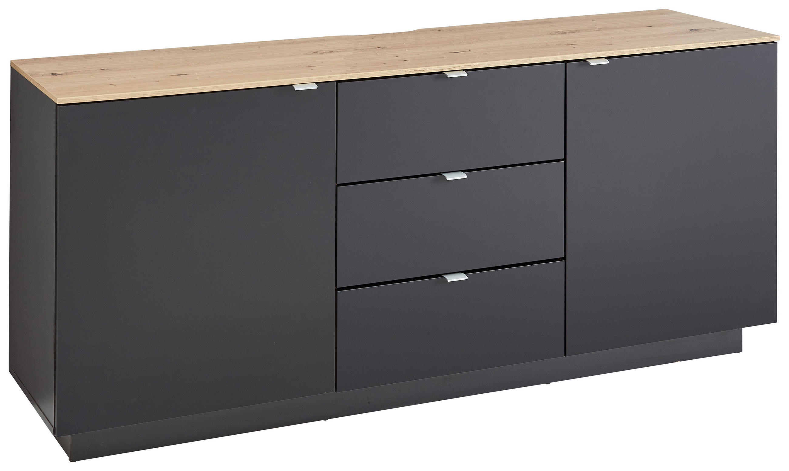SIDEBOARD Lahore  in 180/77/44 cm  - Silberfarben/Schwarz, Design, Holzwerkstoff/Metall (180/77/44cm) - MID.YOU