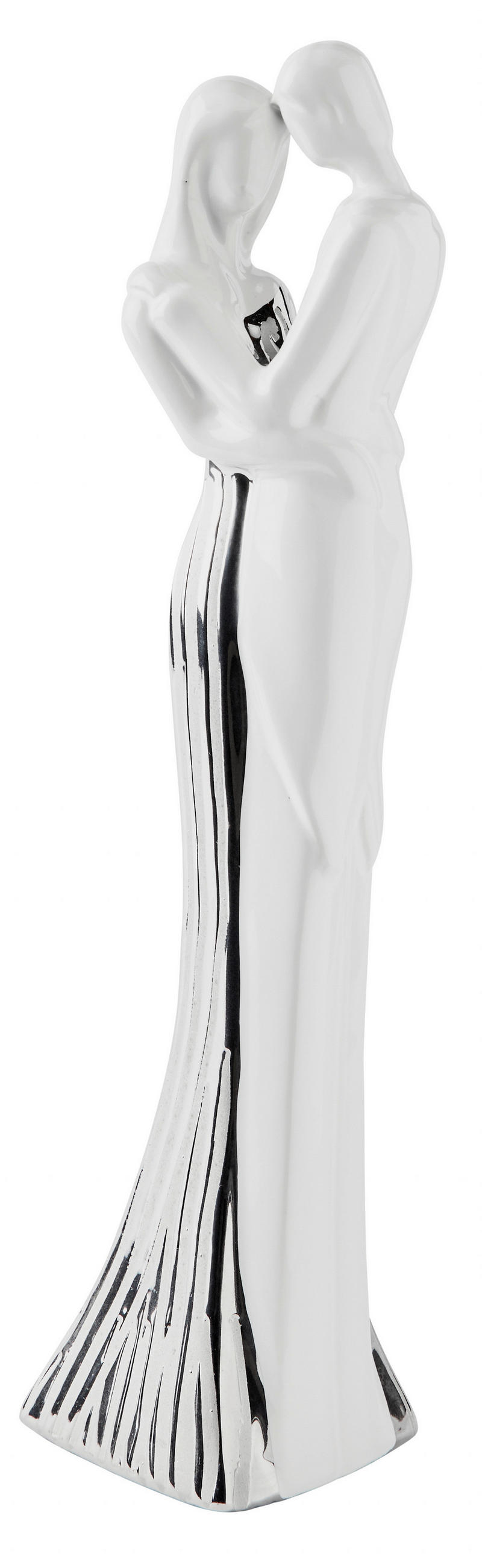 DEKORAČNÍ POSTAVIČKA DÁMA - bílá/barvy stříbra, Basics, keramika (10/36,5/7,8cm) - Ambia Home