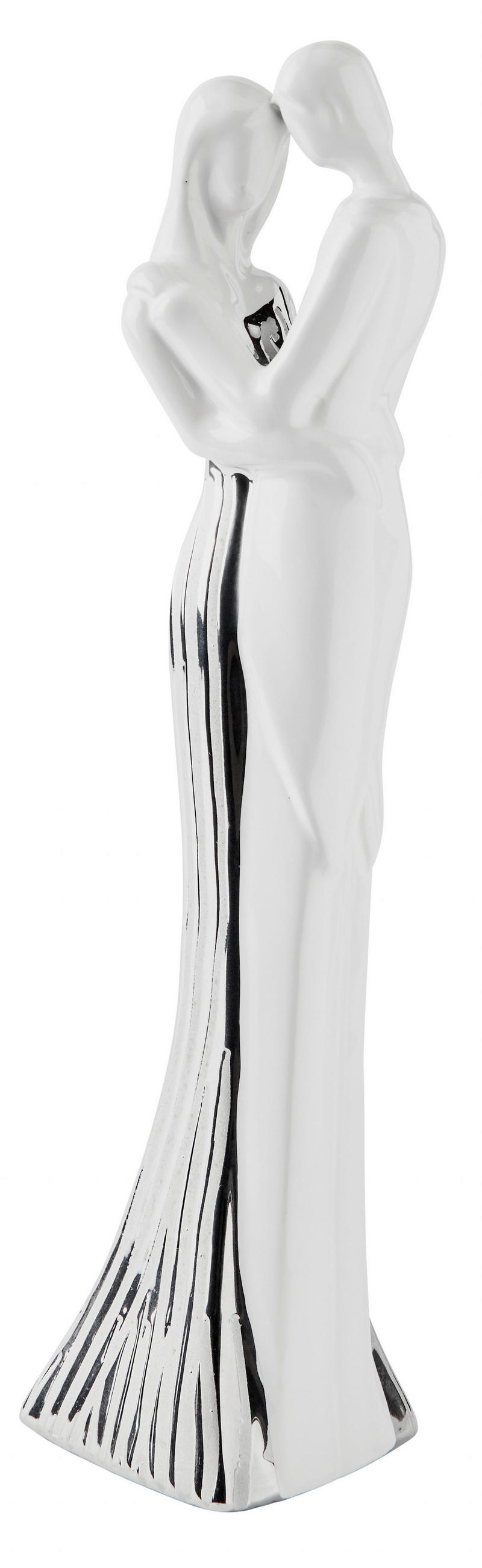 STATUETĂ FEMININĂ - argintiu/alb, Basics, ceramică (10/36,5/7,8cm) - Ambia Home