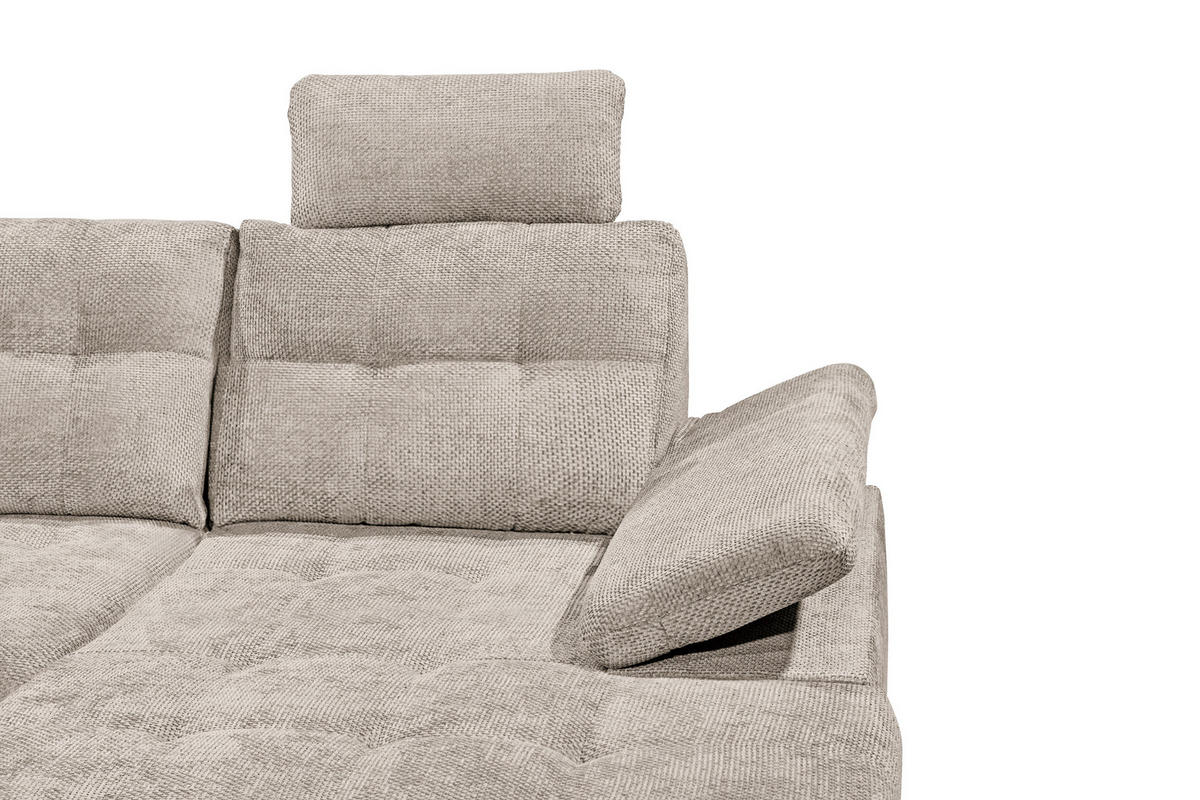 WOHNLANDSCHAFT RONDA Greige Webstoff  - Greige/Schwarz, Basics, Kunststoff/Textil (218/324/170cm) - Livetastic