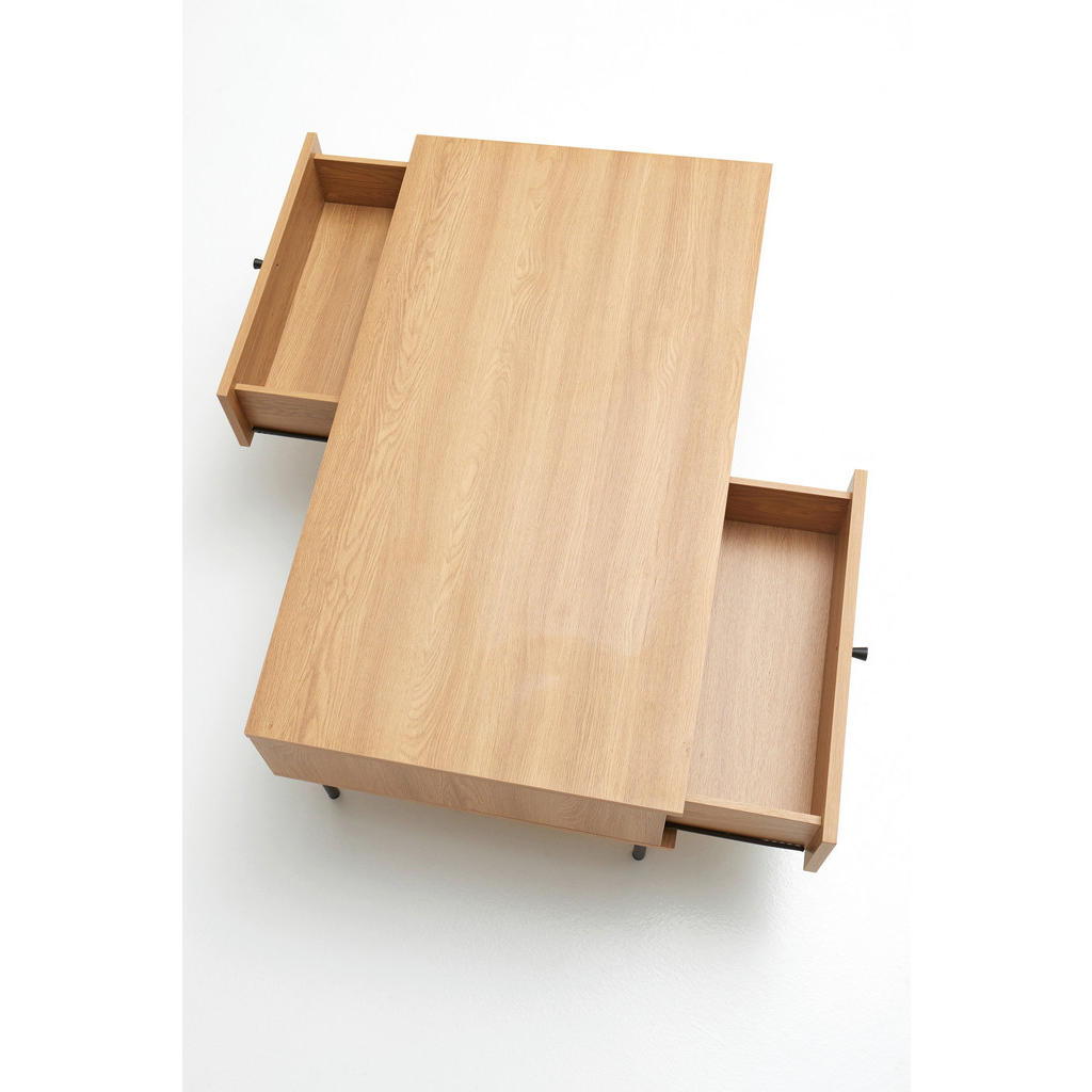 Thumbnail - Boxxx Couchtisch, Eiche, Holzwerkstoff, 2 Schubladen, rechteckig, Rundrohr, 60x42x110 cm, Stauraum, Wohnzimmer, Wohnzimm...