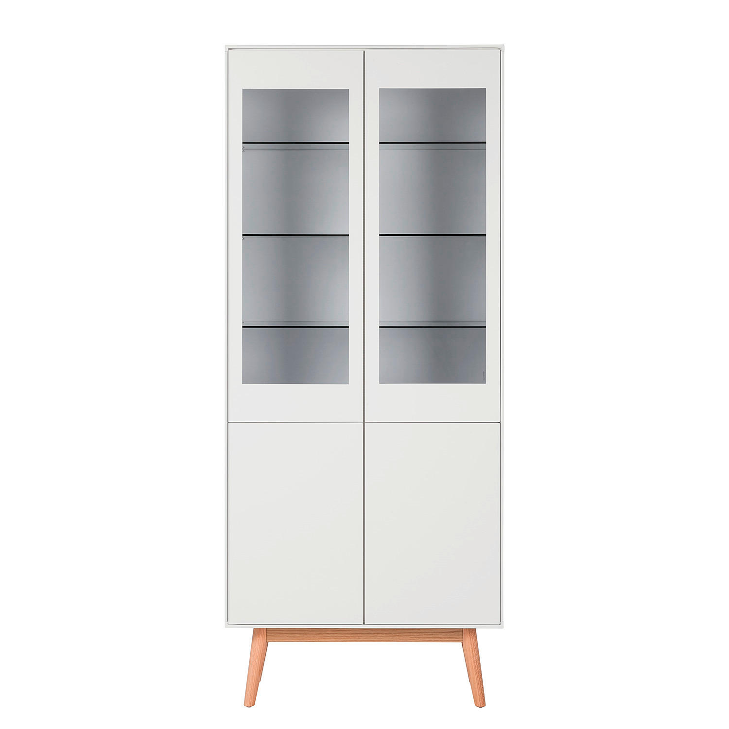 VITRINE in furniert Eiche Naturfarben, Weiß, Eichefarben  - Eichefarben/Naturfarben, Design, Glas/Holz (80/190/40cm) - home24