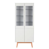 VITRINSKÅP naturfärgad, vit, ekfärgad  80/190/40 cm  - vit/ekfärgad, Design, trämaterial/glas (80/190/40cm)