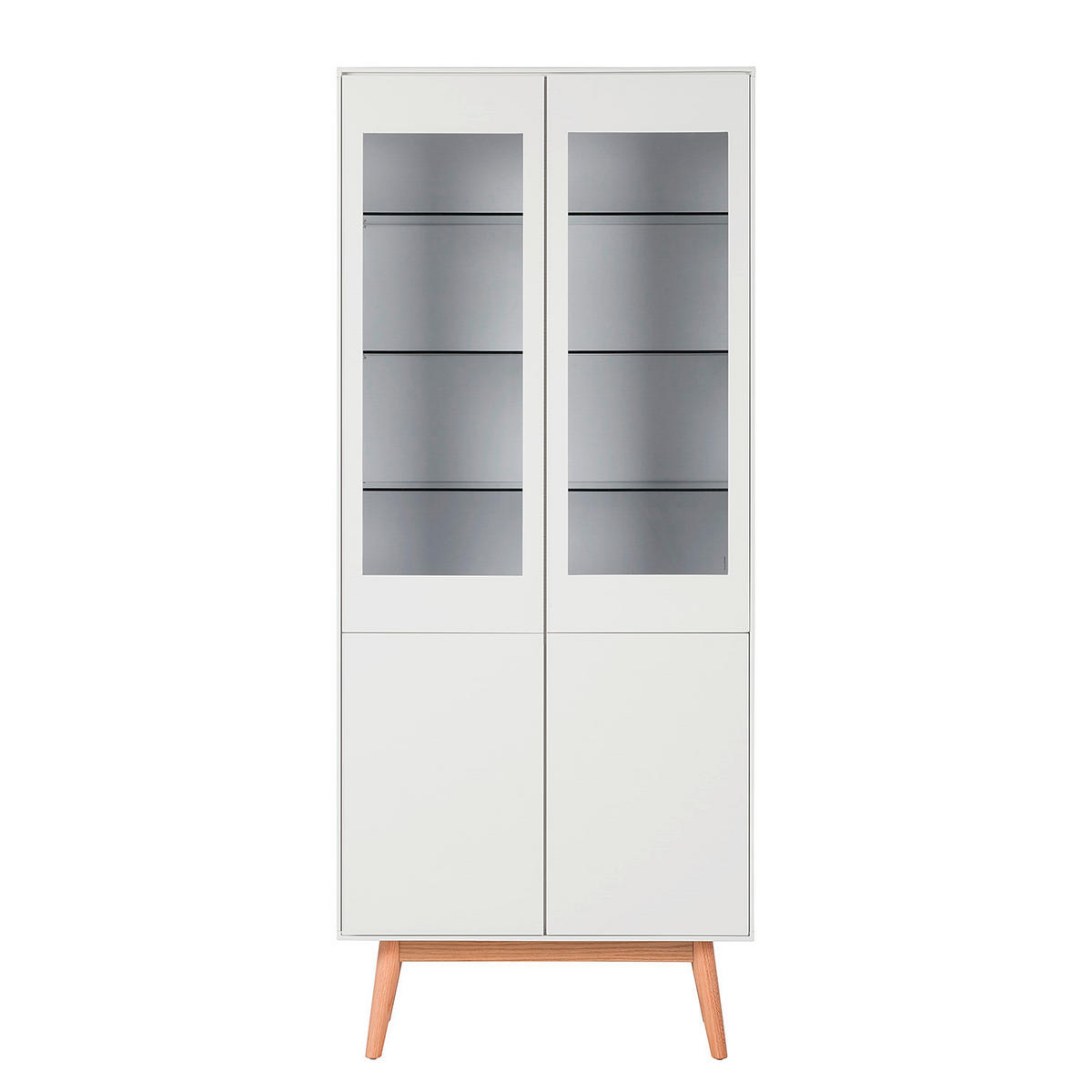 VITRINSKÅP naturfärgad, vit, ekfärgad  80/190/40 cm  - vit/ekfärgad, Design, trämaterial/glas (80/190/40cm)