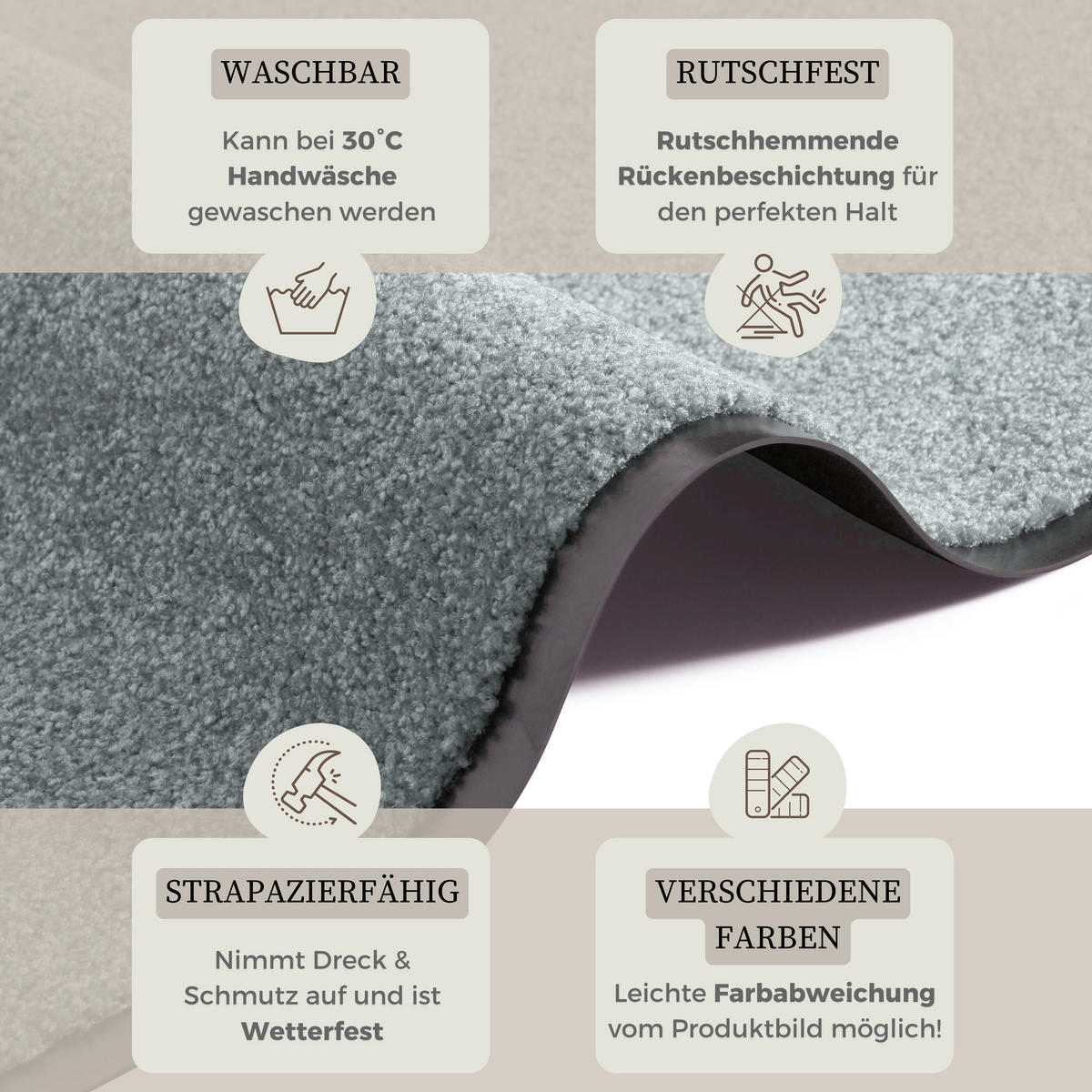 SCHMUTZFANGMATTE  90/150 cm  Grün  Uni  - Grün, Basics, Kunststoff/Textil (90/150cm) - Hanse Home
