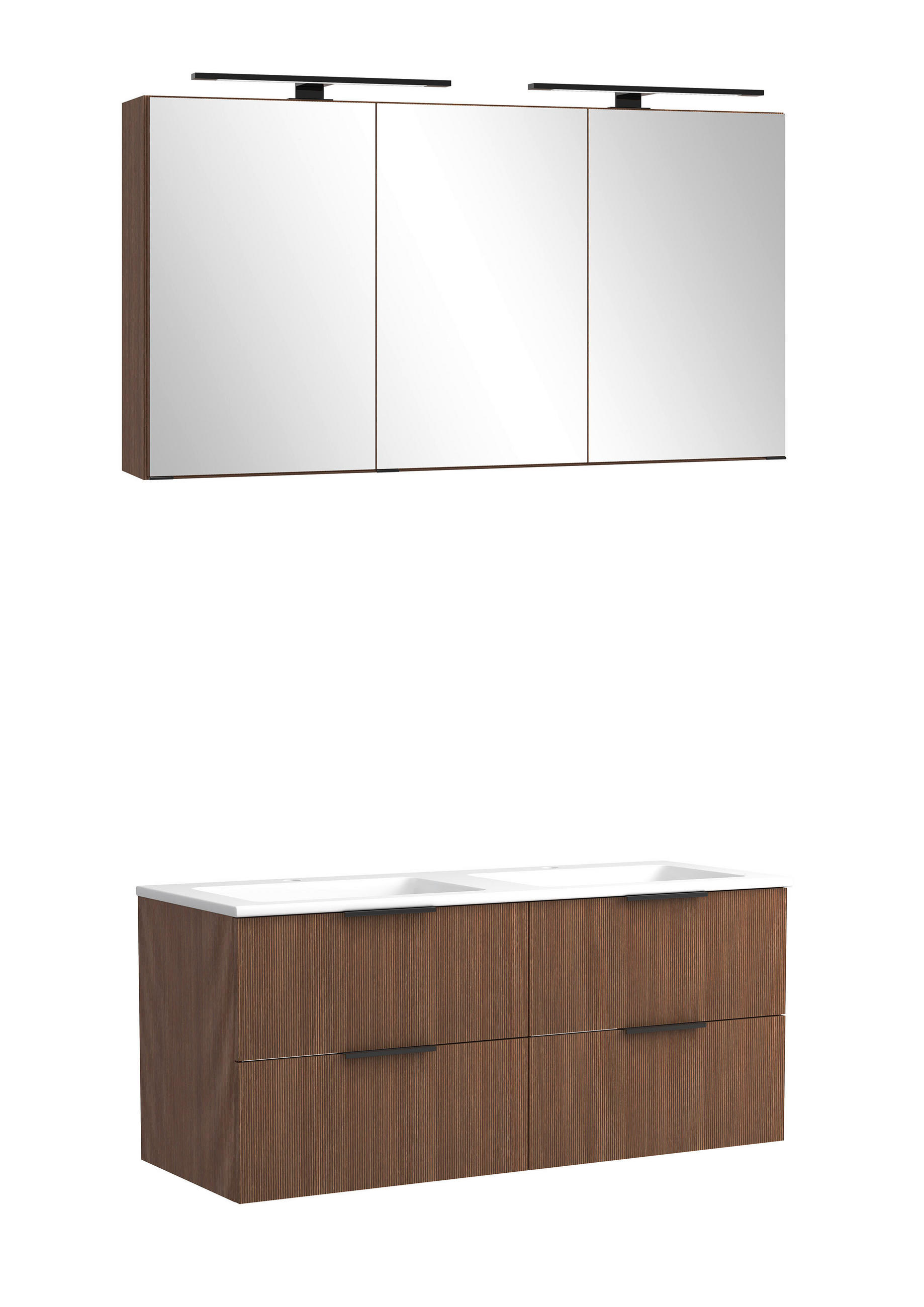 BADEZIMMER 2-teilig  in 120 cm  - Dunkelbraun/Schwarz, Natur, Glas/Holzwerkstoff (120cm) - Held