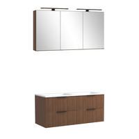 BADEZIMMER 2-teilig  in 120 cm  - Dunkelbraun/Schwarz, Natur, Glas/Holzwerkstoff (120cm) - Held