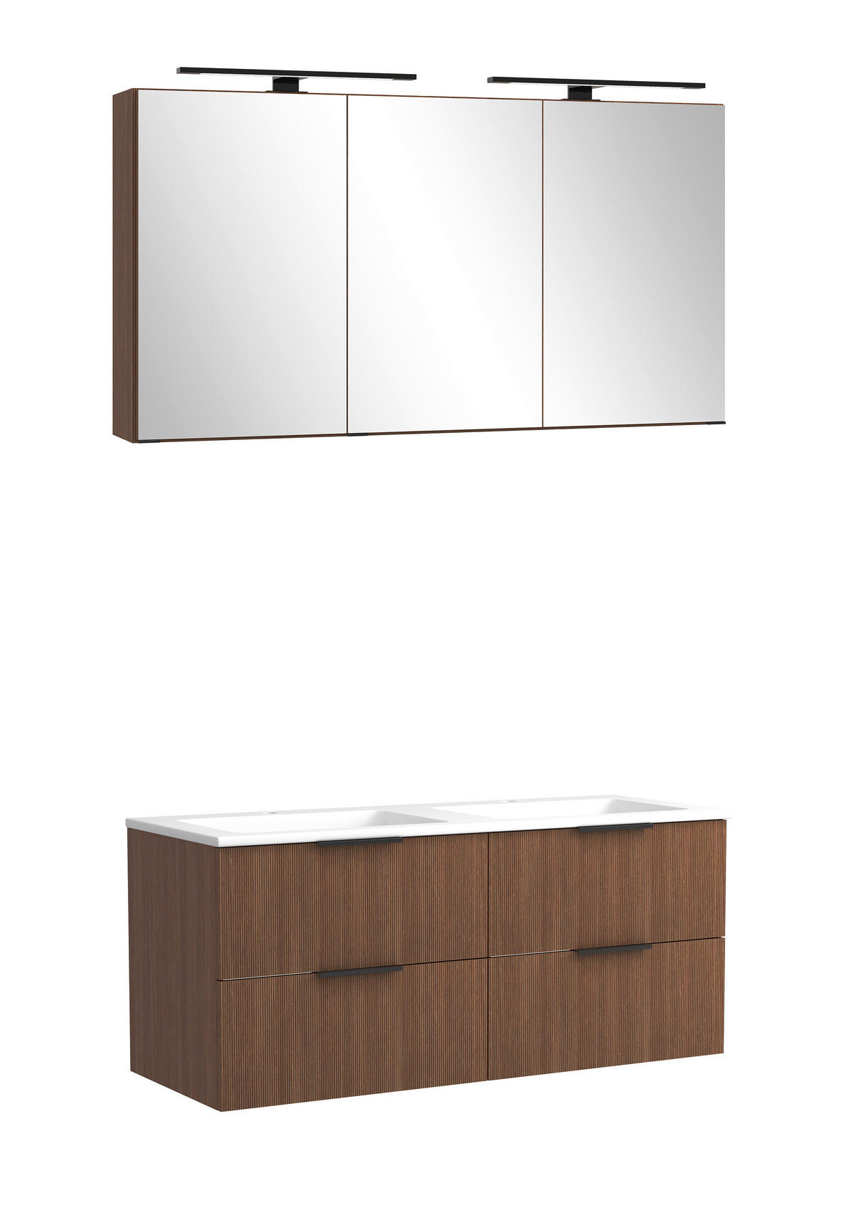 BADEZIMMER 2-teilig  in 120 cm  - Dunkelbraun/Schwarz, Natur, Glas/Holzwerkstoff (120cm) - Held